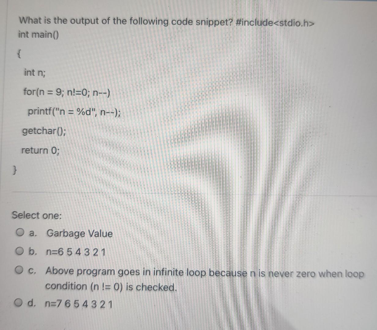 Solved What is the output of the following code snippet? | Chegg.com