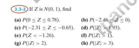 Solved 3 3 2 If Z Is N 0 1 Find Z A P 0 Z 2 Chegg Com