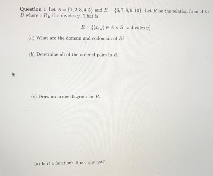 Solved Question 1 Let A = {1, 2, 3, 4, 5) And B = | Chegg.com