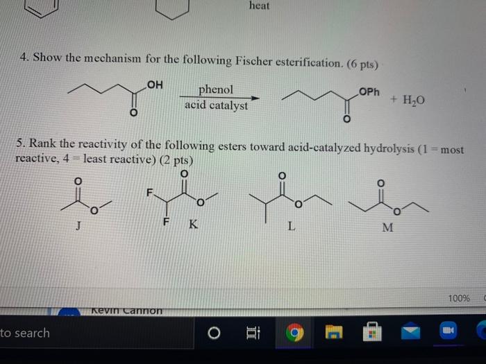 Solved heat 4. Show the mechanism for the following Fischer | Chegg.com