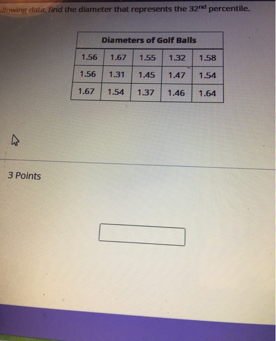 Solved Sllowing data, find the diameter that represents the