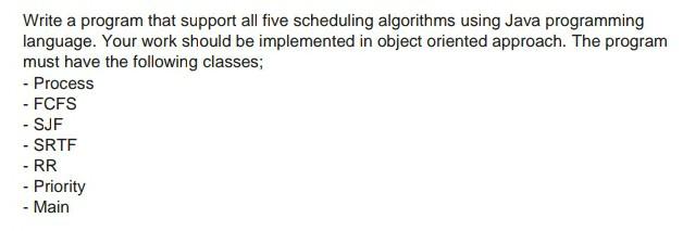 Solved Write a program that support all five scheduling | Chegg.com