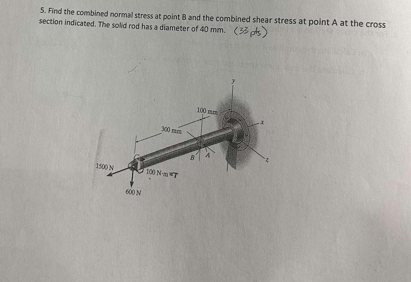 Solved Find the combined normal stress at point B ﻿and the | Chegg.com