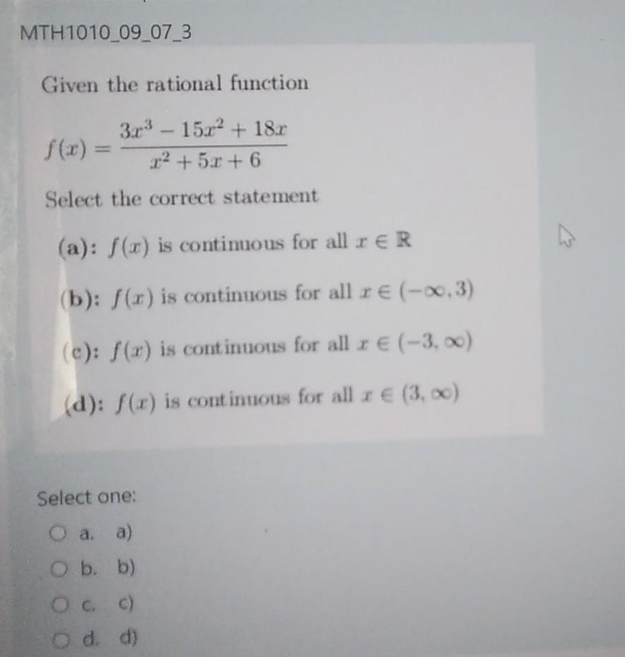 Solved Select the function which has an inverse function | Chegg.com