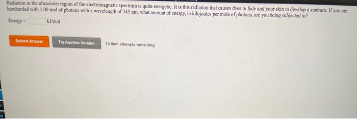 Solved Radiation in the ultraviolet region of the | Chegg.com