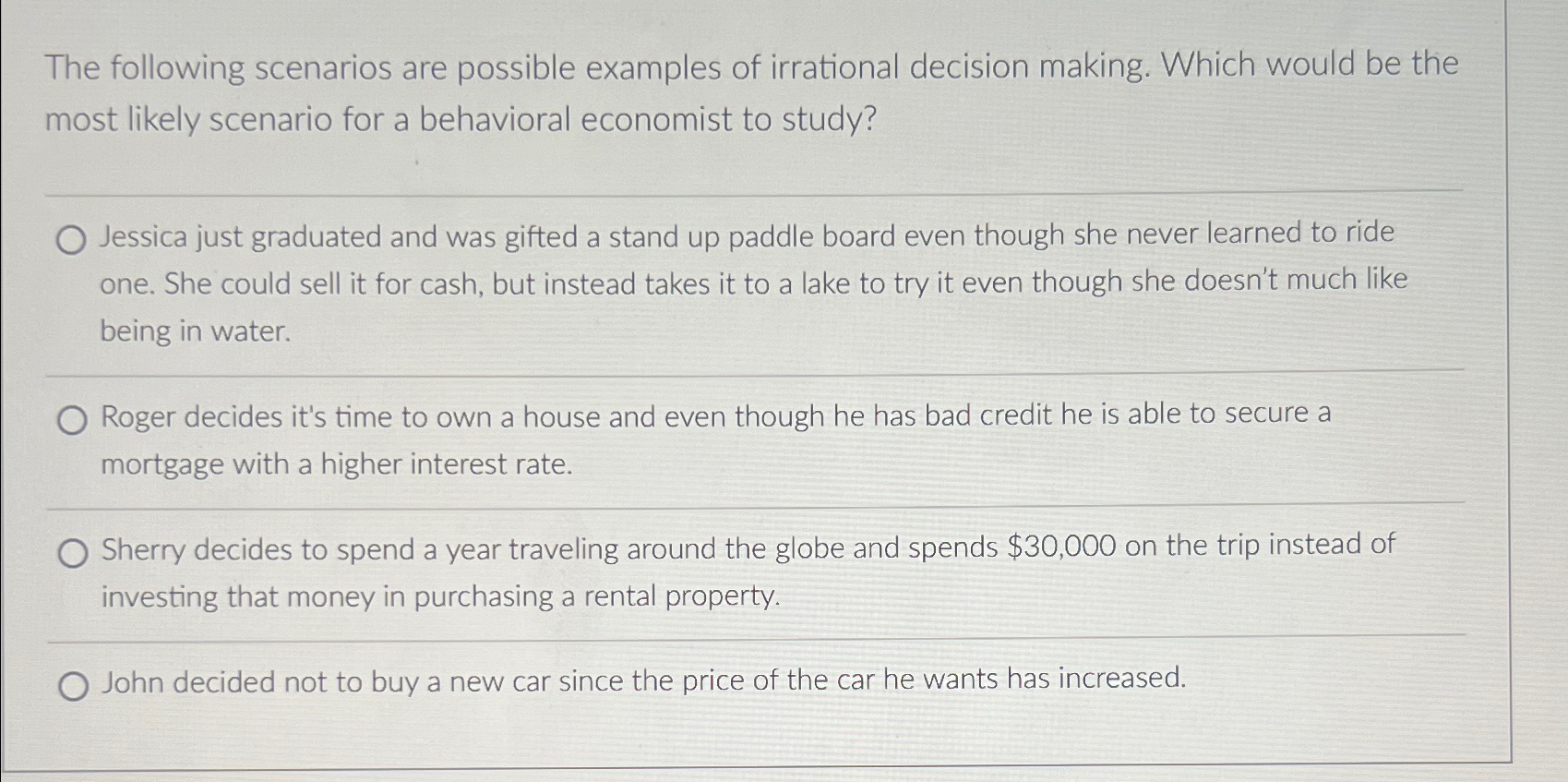 Solved The following scenarios are possible examples of | Chegg.com