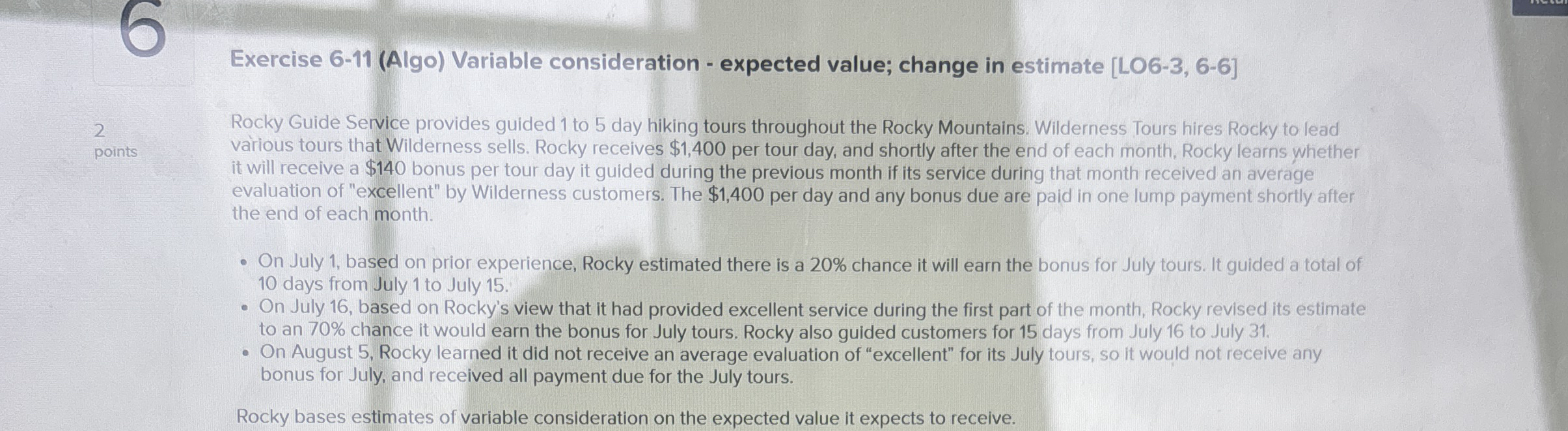 Solved Exercise 6-11 (Algo) ﻿Variable consideration - | Chegg.com