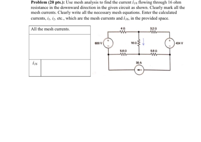 Solved Problem (20 pts.): Use mesh analysis to find the | Chegg.com