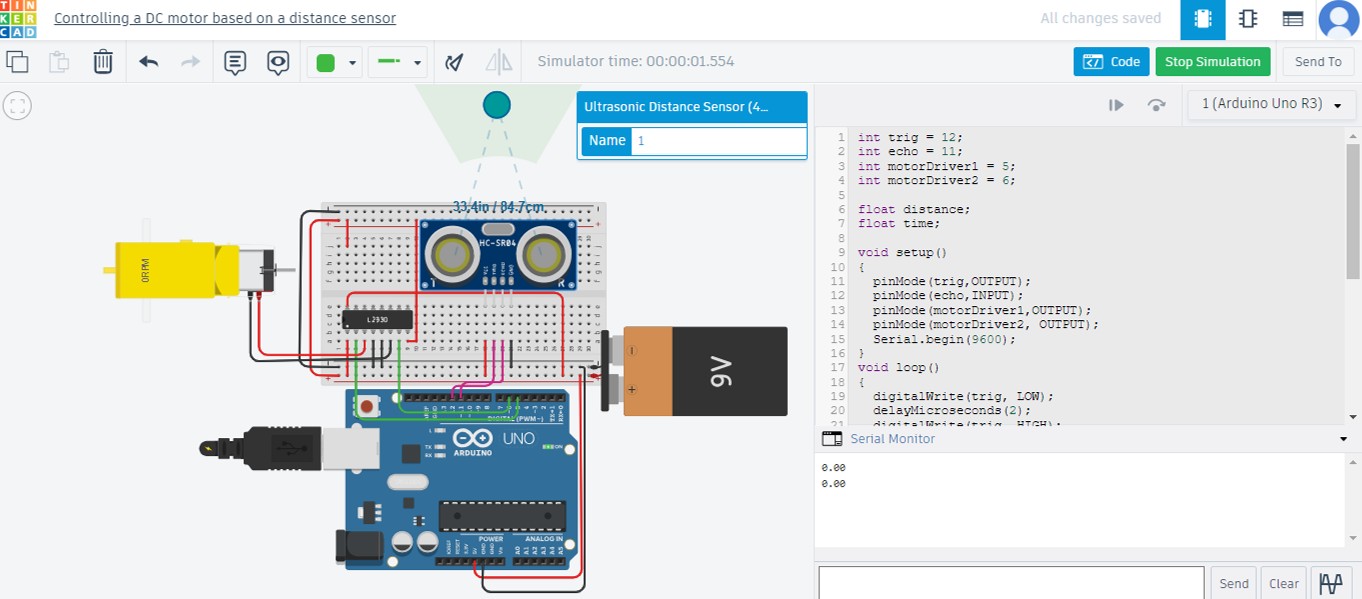 Solved In TinkerCAD - ﻿Controlling a DC motor based on | Chegg.com