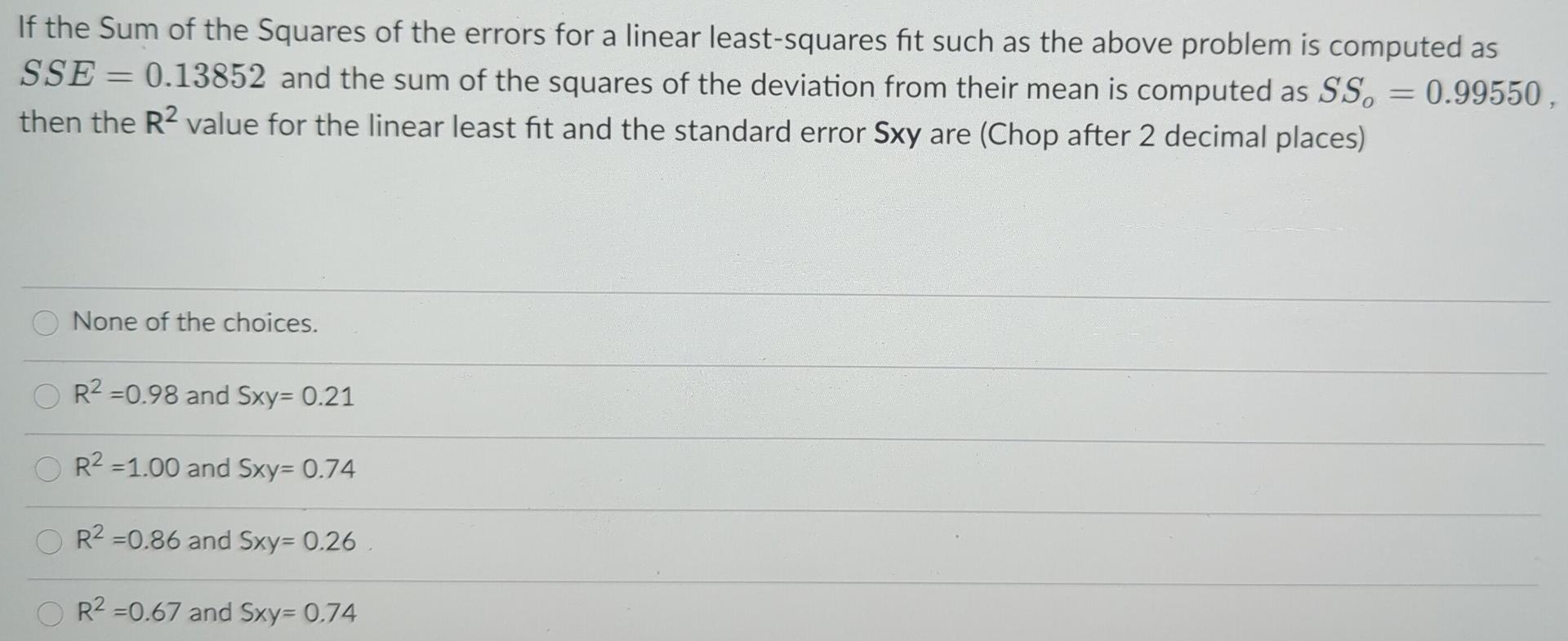 Solved If the Sum of the Squares of the errors for a linear | Chegg.com