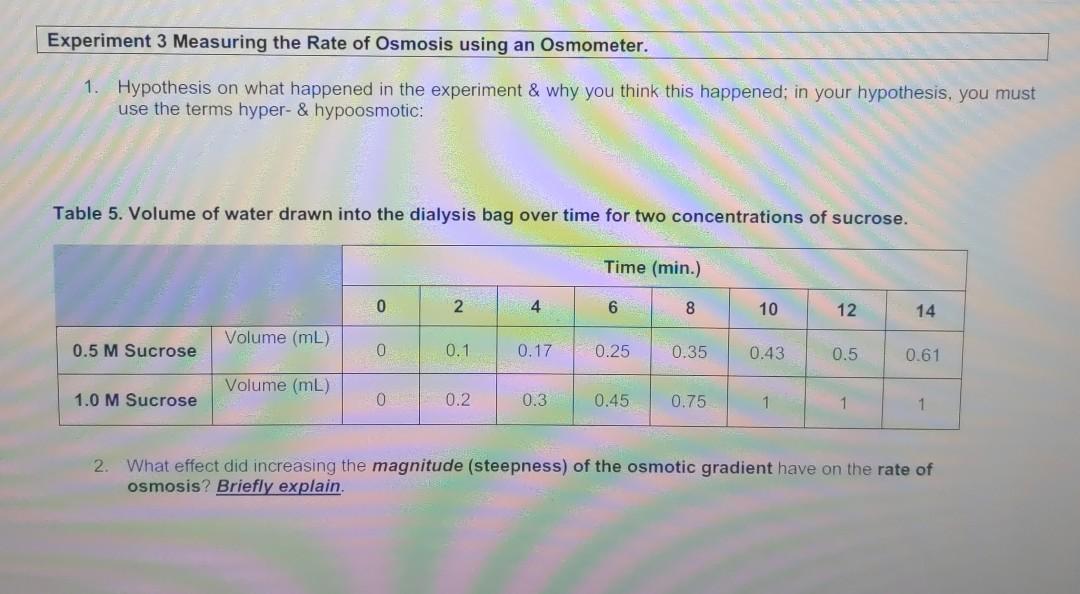 measuring the rate of osmosis experiment