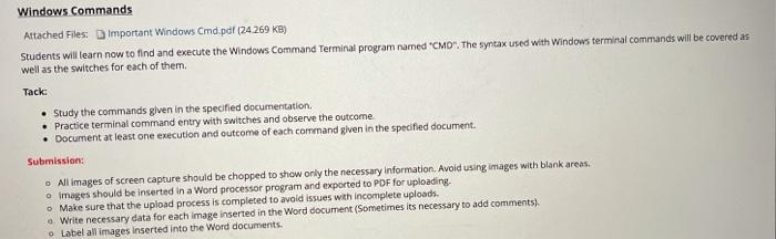 Solved Windows Commands Attached Files: Important Windows | Chegg.com