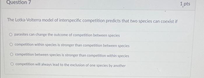 Solved The Lotka-Volterra Model Of Interspecific Competition | Chegg.com