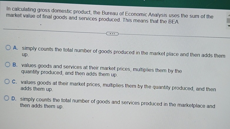 Solved In calculating gross domestic product, the Bureau of | Chegg.com