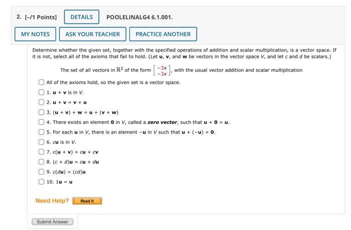 Solved Determine Whether The Given Set, Together With The | Chegg.com