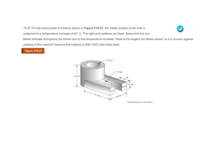Solved 15.27 For the solid model of a fixture shown in | Chegg.com