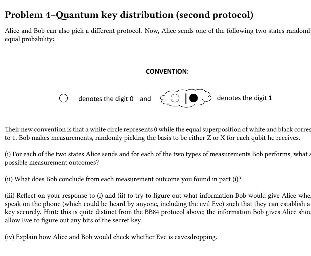 Solved Problem 4Quantum key distribution (second protocol)
