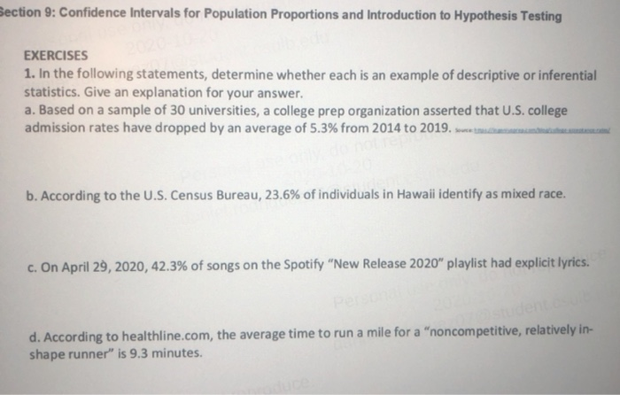 Solved Section 9 Confidence Intervals For Population Chegg Solved Section 9 Confidence Intervals For Population Chegg