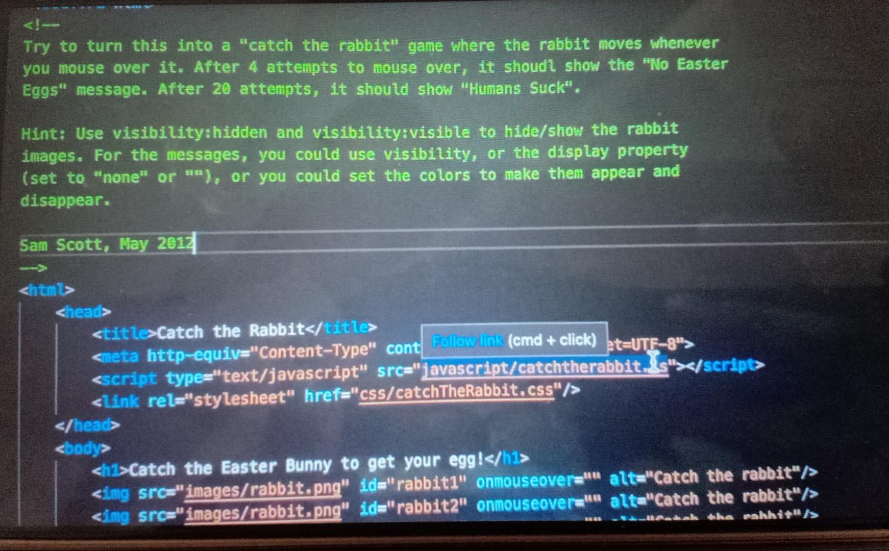 Solved Try to turn this into a "catch the rabbit" game where | Chegg.com
