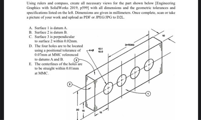 Solved Using rulers and compass, create all necessary views | Chegg.com