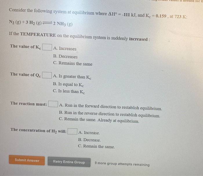 Solved Consider the following system at equilibrium where | Chegg.com