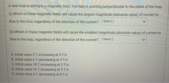 Solved A wire loop is sitting in a magnetic field. The field | Chegg.com