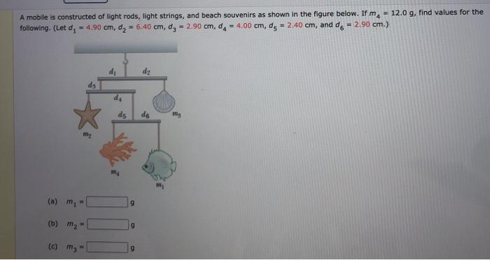 Solved A Mobile Is Constructed Of Light Rods, Light Strings, | Chegg.com