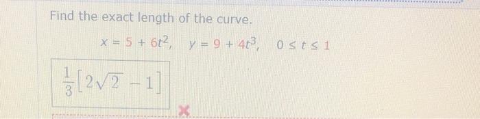 Solved Find The Exact Length Of The Curve