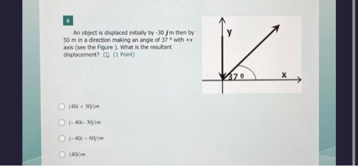 Solved An object is displaced initially by −30jm then by 50 | Chegg.com