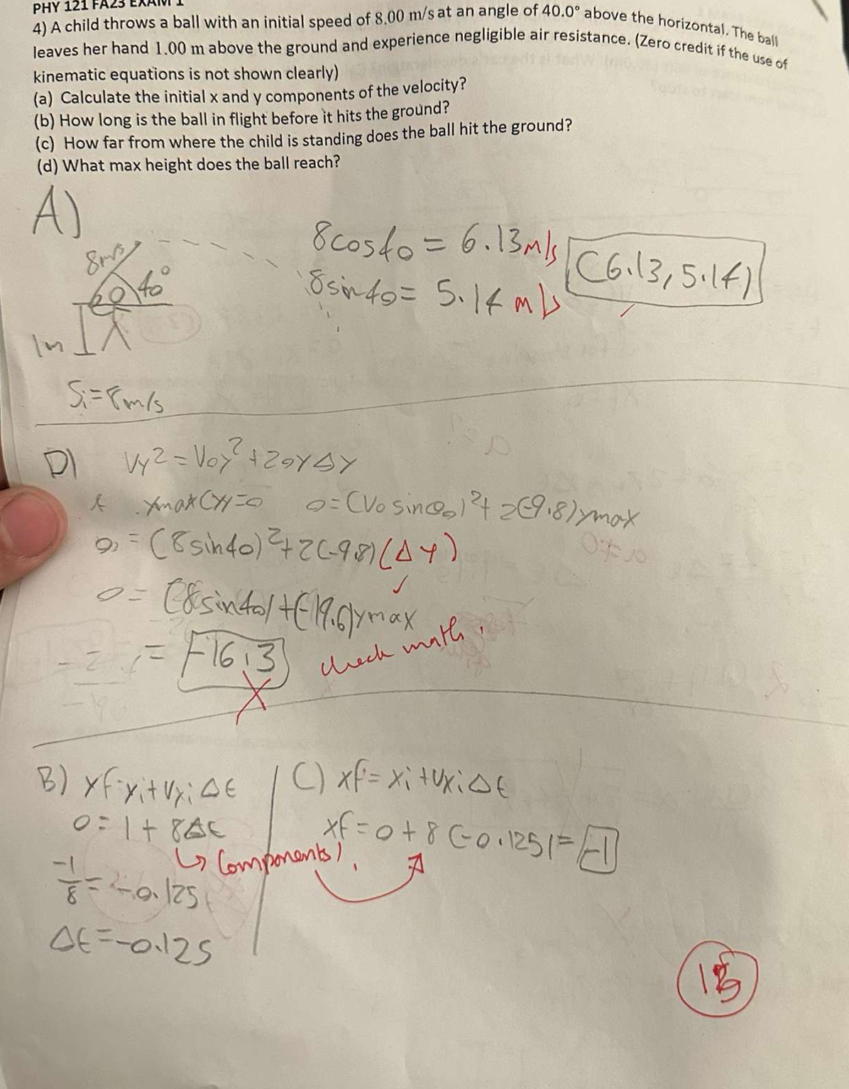 Solved A child throws a ball with an initial speed of 8.00ms