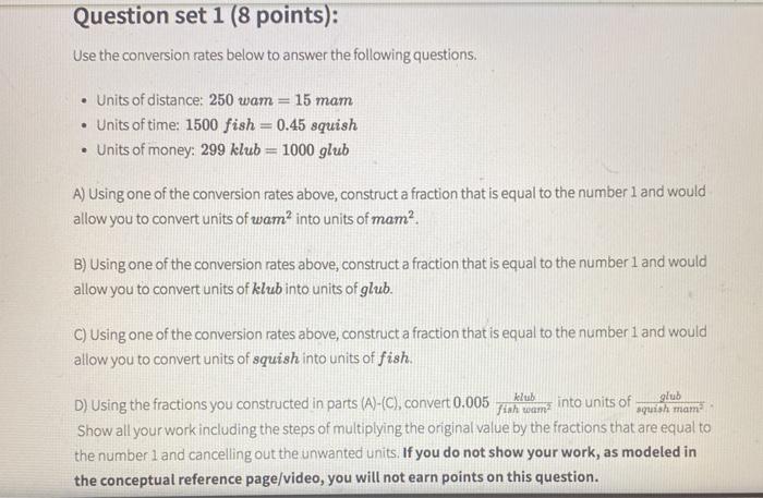 Solved Question set 1 (8 points): Use the conversion rates | Chegg.com