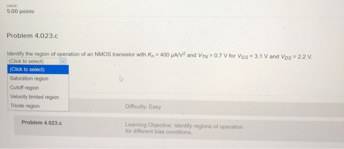 Solved value 5.00 points Problem 4.023.c Identify the region | Chegg.com
