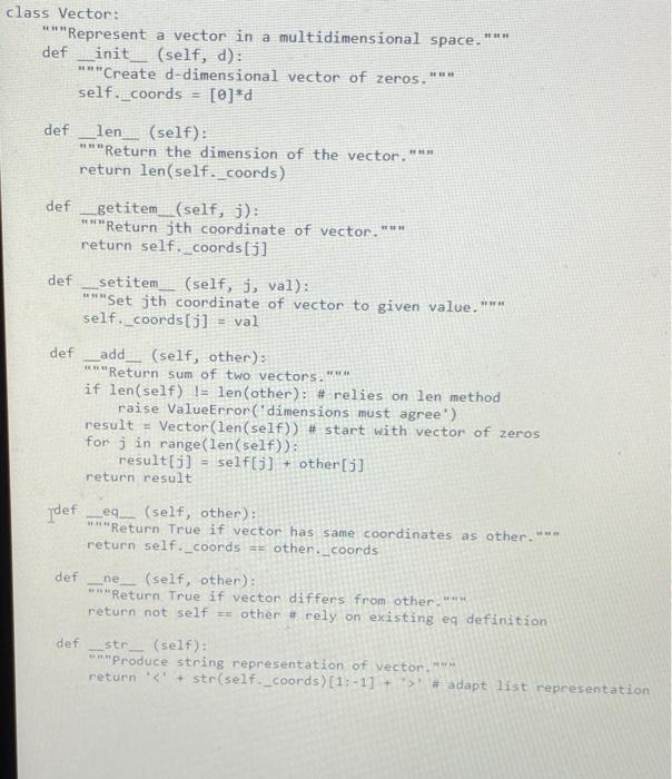 Solved (((python)))class Vector: 