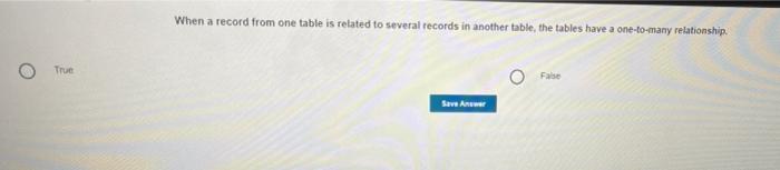 Solved When a record from one table is related to several | Chegg.com