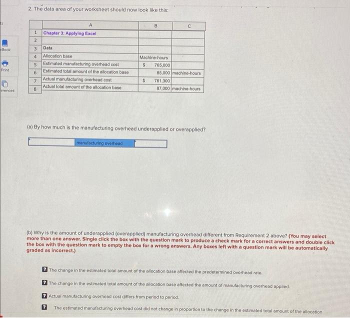 Solved Required information The Excel worksheet form that | Chegg.com