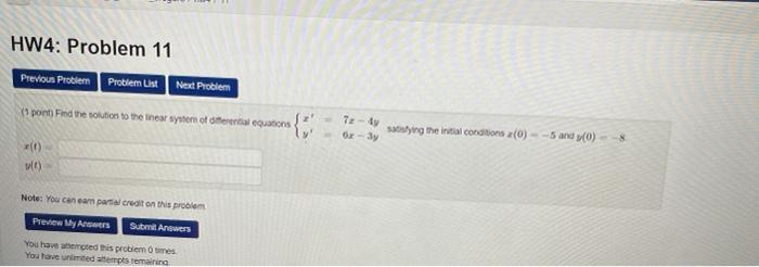 Solved HW4: Problem 11 Previous Problem Problem List Next | Chegg.com