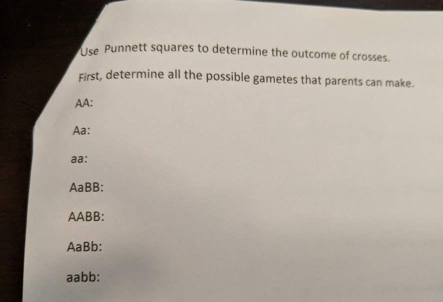 Solved Punnett squares to determine the outcome of crosses. | Chegg.com