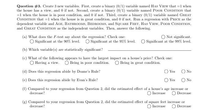 Question #3. Create 3 new variables. First, create a | Chegg.com