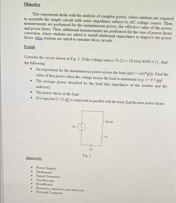 Solved Procedure 1 Connect the circuit shown in Fig. 1 on | Chegg.com