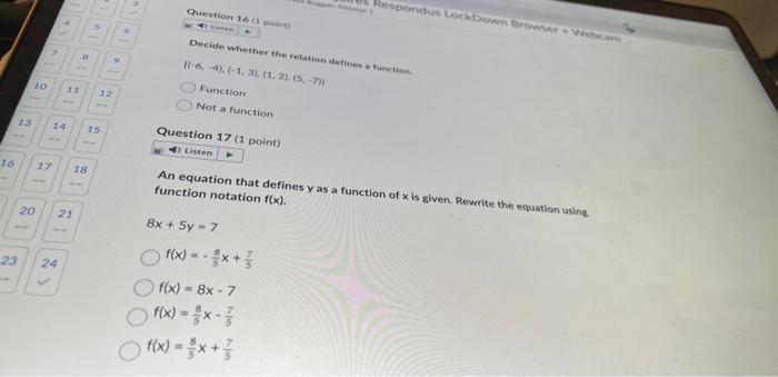 Solved An equation that defines y as a function of x is | Chegg.com