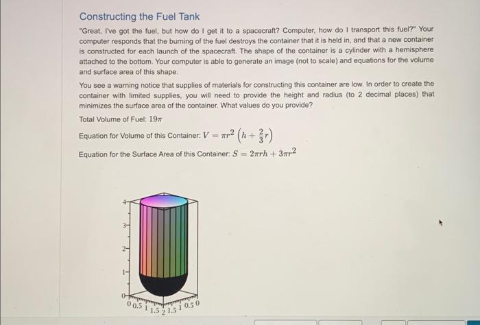 Solved Constructing The Fuel Tank Great Ive Got The Fuel Chegg Com