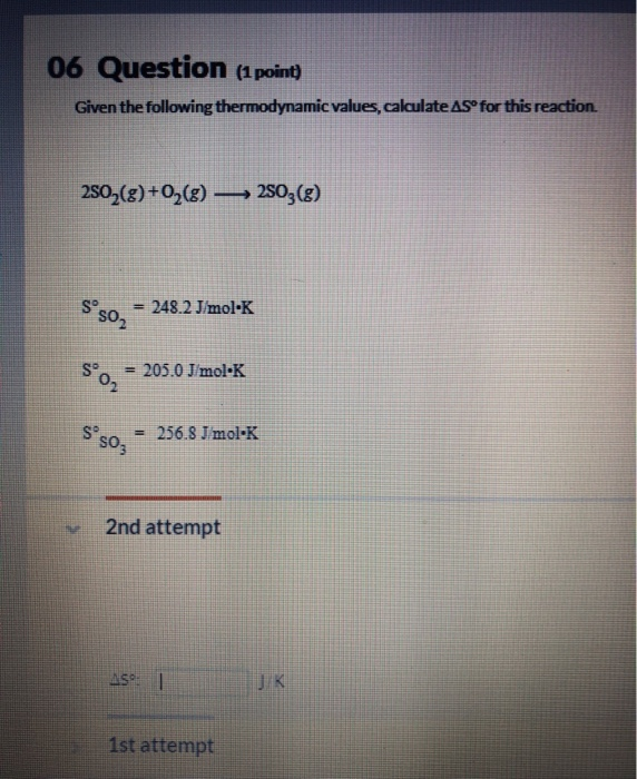 Solved 06 Question (1 point) Given the following | Chegg.com