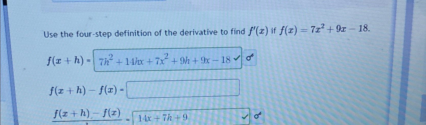 Solved Use the four-step definition of the derivative to | Chegg.com