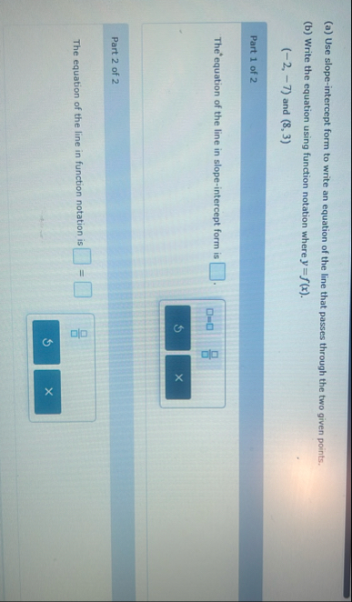 Solved (a) ﻿Use slope-intercept form to write an equation of | Chegg.com