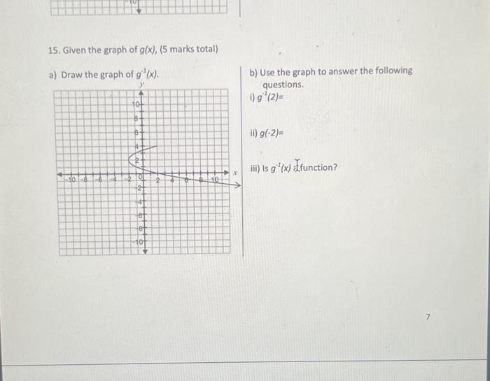 Solved 15. Given the graph of g(x), (5 marks total) a) Draw | Chegg.com