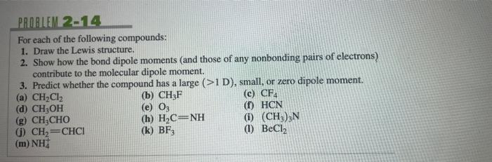 Solved PROBLEM 2-14 For each of the following compounds: 1. | Chegg.com