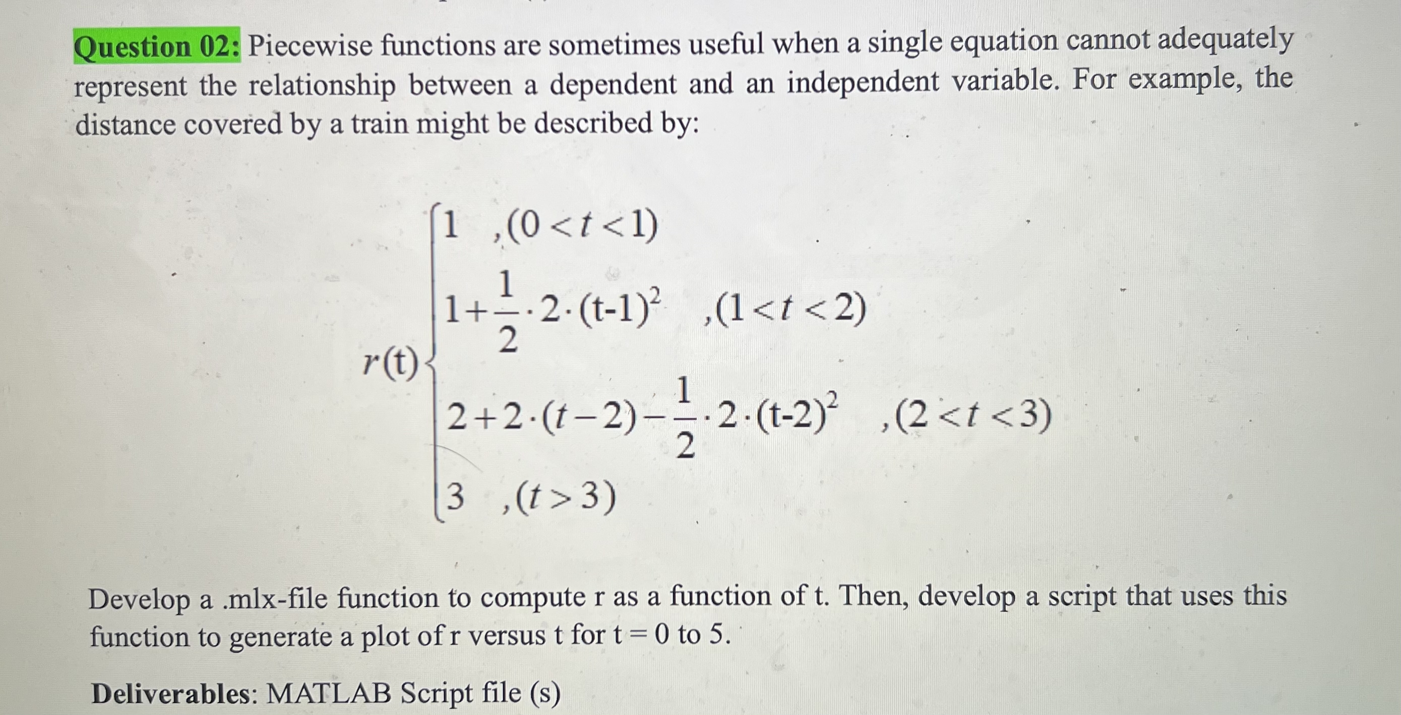 Solved Question 02: Piecewise functions are sometimes useful | Chegg.com