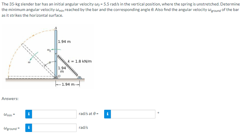 Solved The 35-kg ﻿slender bar has an initial angular | Chegg.com