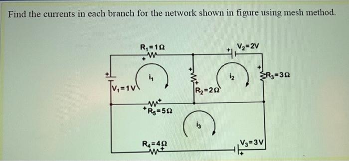 Solved Find the currents in each branch for the network | Chegg.com