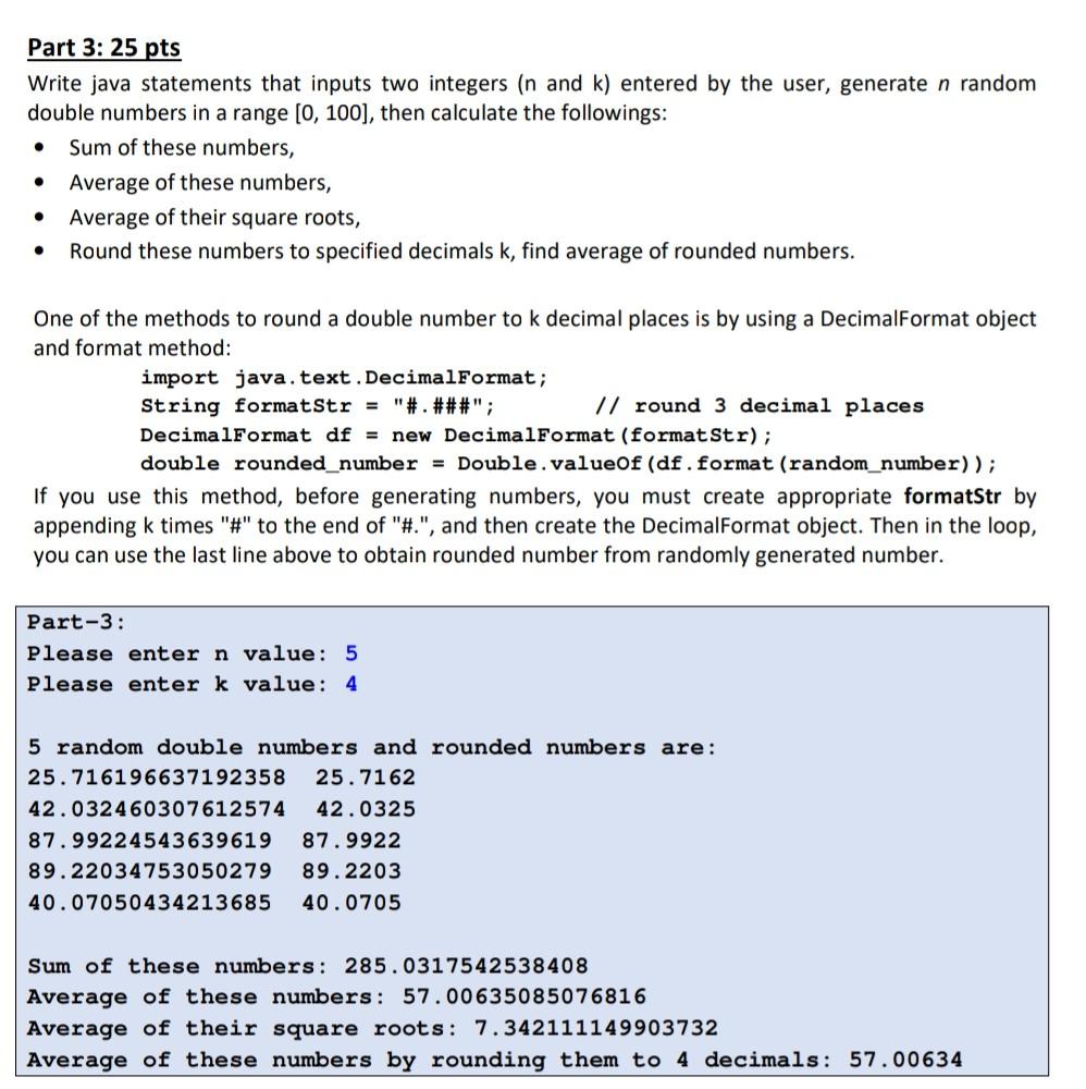 Solved Part 3: 25 pts Write java statements that inputs two | Chegg.com